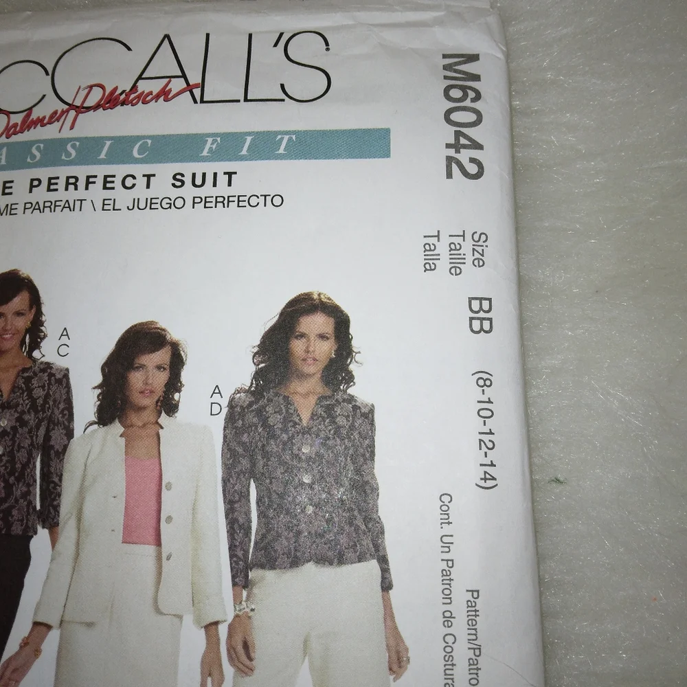 MCCALL'S M6042 Sz 8-14 The Perfect Suit build a capsule Wardrobe lined jacket,